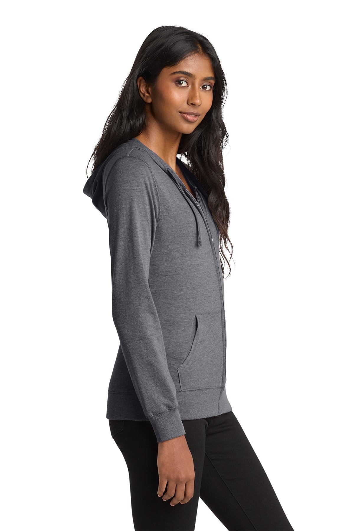 District ® Women’s Fitted Jersey Full-Zip Hoodie